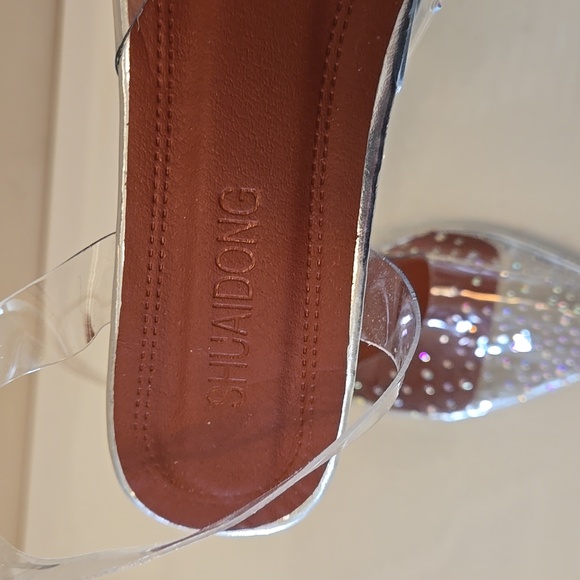 Sparkling Clear Vinyl Rhinestone Crystal embellished Flats 38 NWOT - Picture 11 of 12